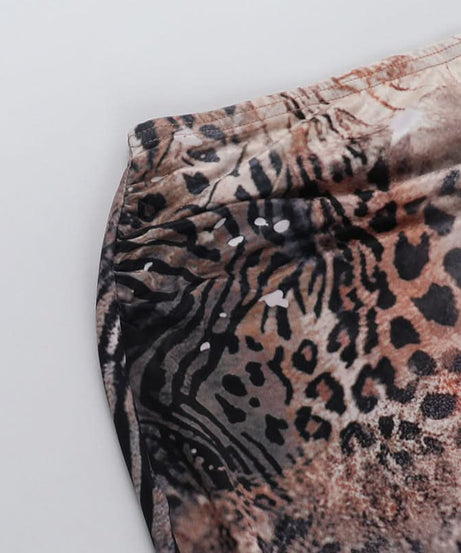 Fierce Fall Glam: Animal Print Cutout Maxi Set - Strapless Top & Skirt for Holiday Nights