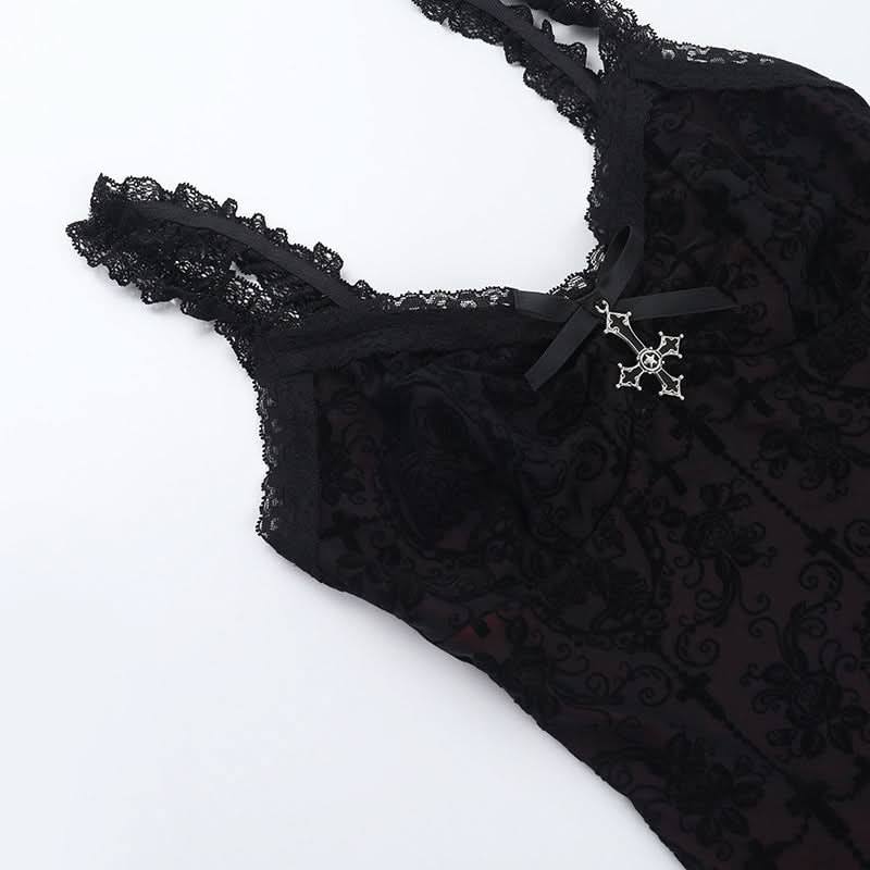 Haute Goth Velvet & Lace Corset Cami Top - Dark Romance Fall & Halloween Style