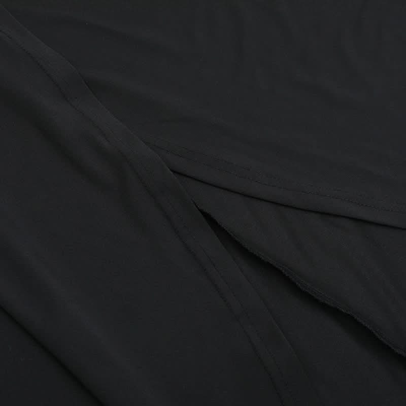 Mysterious Black Hooded Maxi Dress: Cowl Neck, Ruched & Slit for Fall Elegance