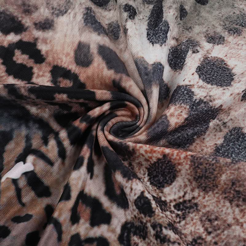 Fierce Fall Glam: Animal Print Cutout Maxi Set - Strapless Top & Skirt for Holiday Nights