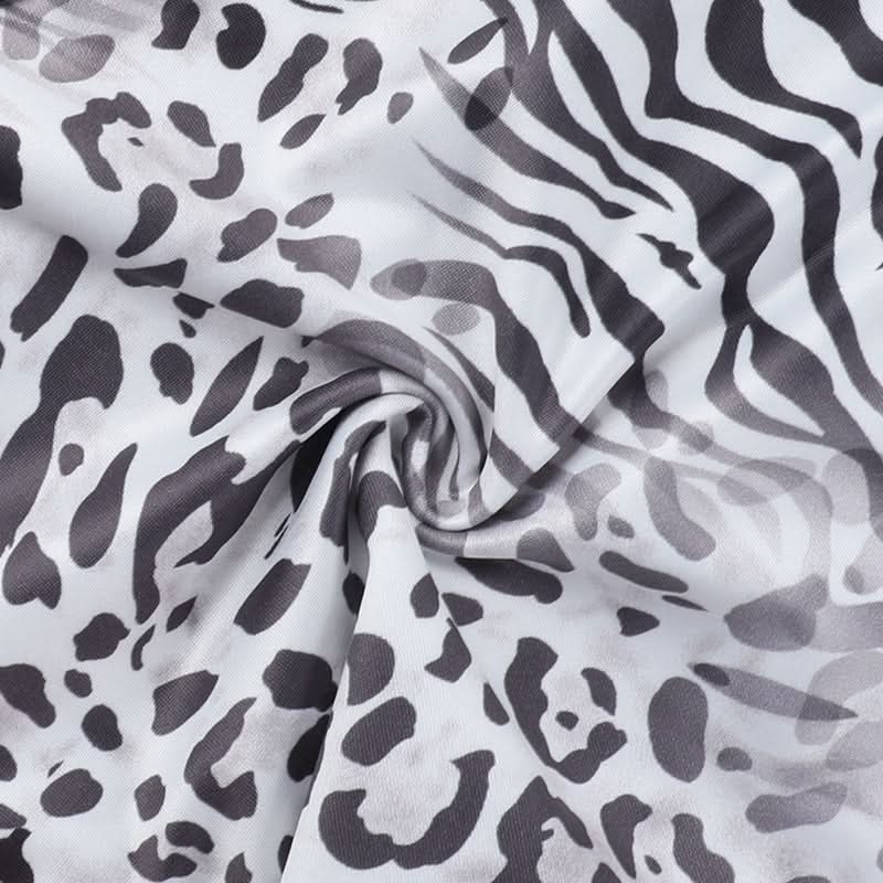 Chic Zebra Leopard Print Two-Piece Set for Women | Comfy Crop Tank Top & High-Waist Pants | Fall Athleisure Style