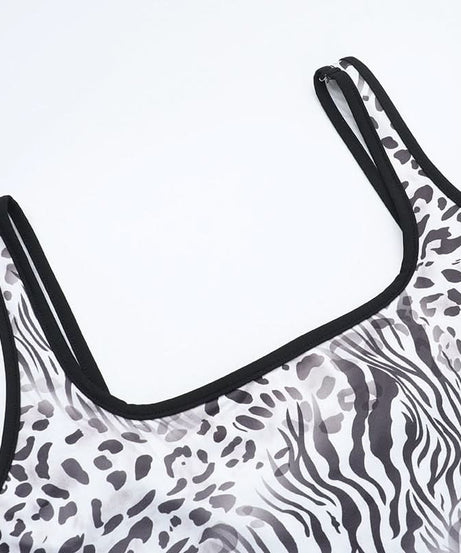 Chic Zebra Leopard Print Two-Piece Set for Women | Comfy Crop Tank Top & High-Waist Pants | Fall Athleisure Style