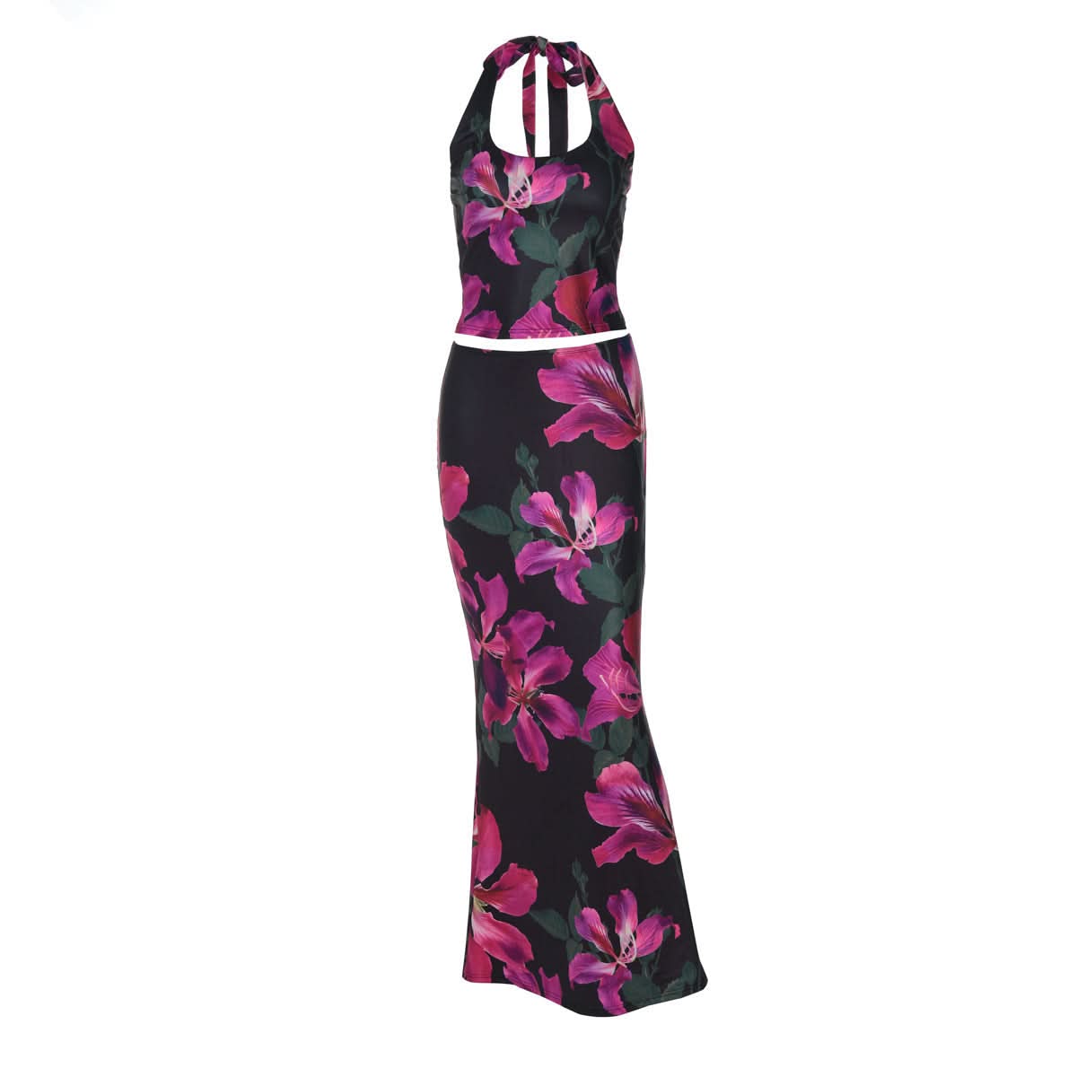 The Enchanting Orchid Halter Maxi Set - Glamorous Fall & Holiday Event Wear