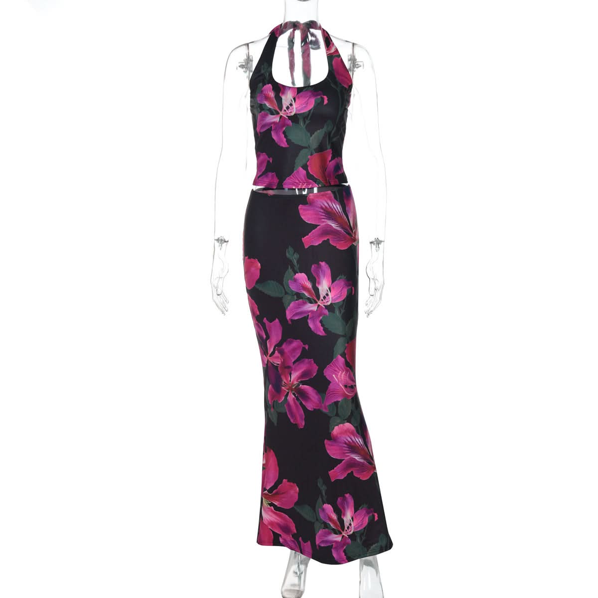 The Enchanting Orchid Halter Maxi Set - Glamorous Fall & Holiday Event Wear