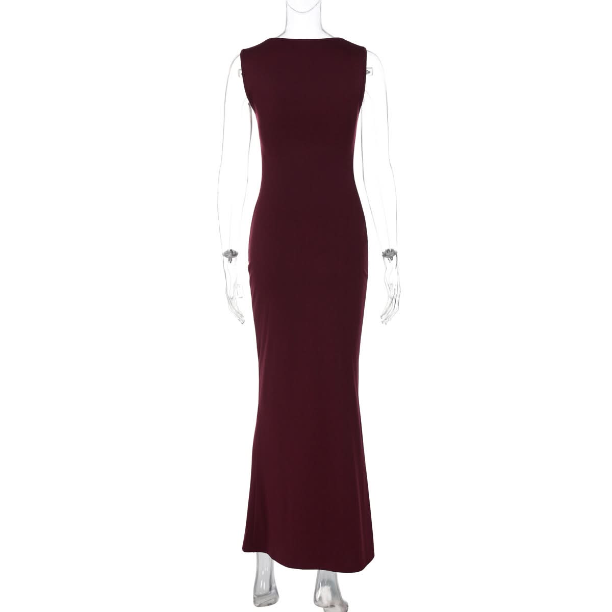 Elegant Wine Red Square Neck Maxi Dress - Flattering Gown for Fall & Holiday Soirees