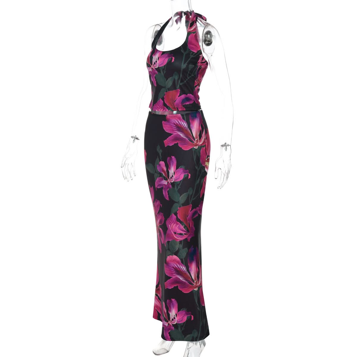 The Enchanting Orchid Halter Maxi Set - Glamorous Fall & Holiday Event Wear