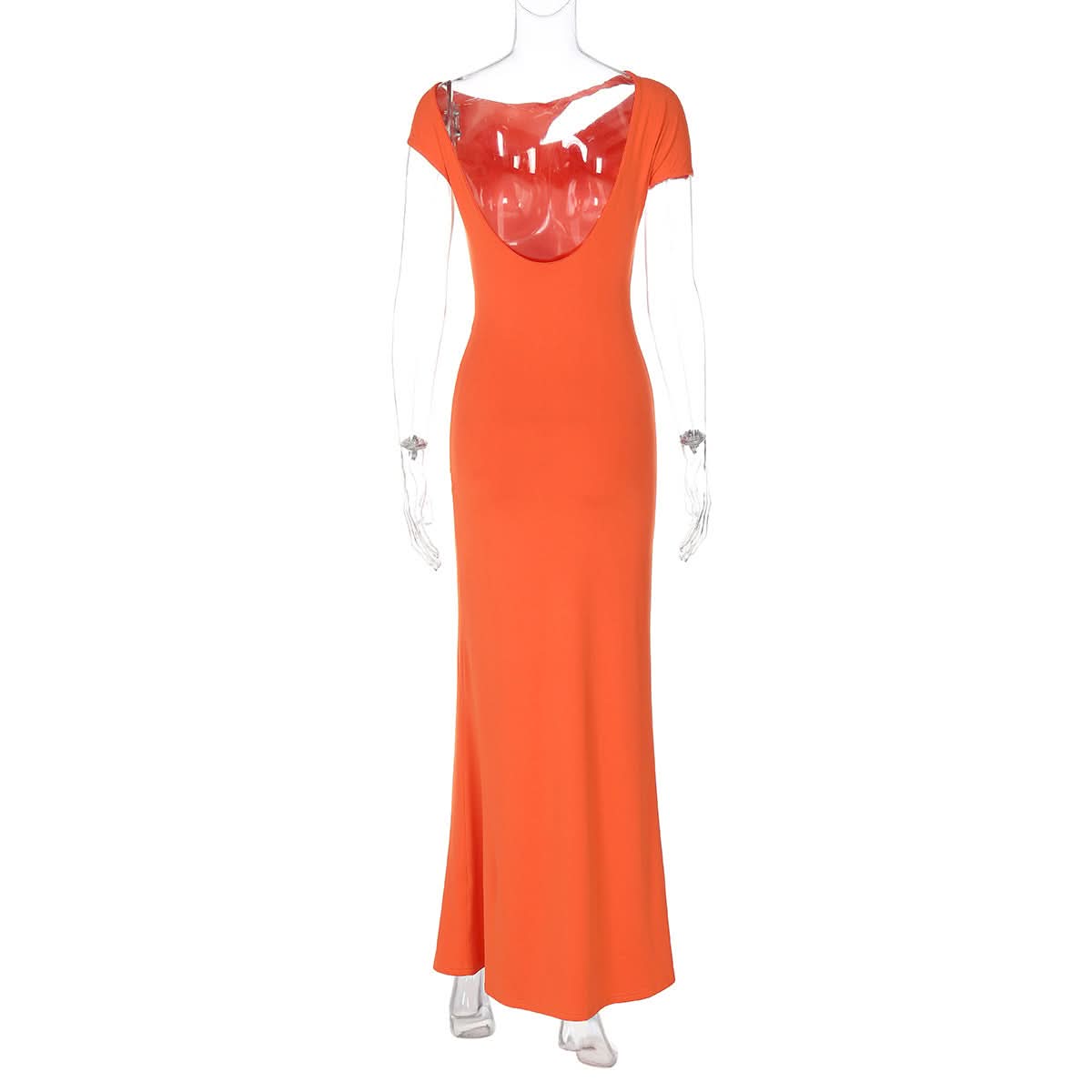 Ivory Asymmetrical Cutout Backless Maxi Gown – Elegant Ruched Waist & Brooch for Holiday & Winter Galas