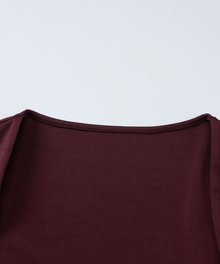 Elegant Wine Red Square Neck Maxi Dress - Flattering Gown for Fall & Holiday Soirees