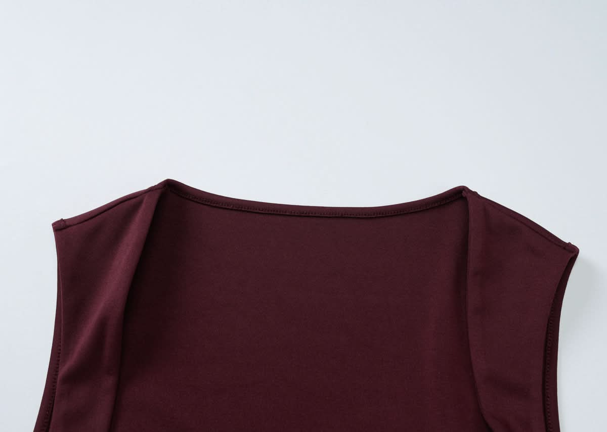 Elegant Wine Red Square Neck Maxi Dress - Flattering Gown for Fall & Holiday Soirees