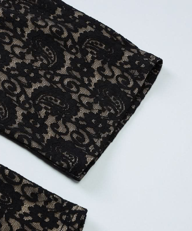 Alluring Black Paisley Lace Halter Romper - Deep V-Neck & Backless for Fall Allure