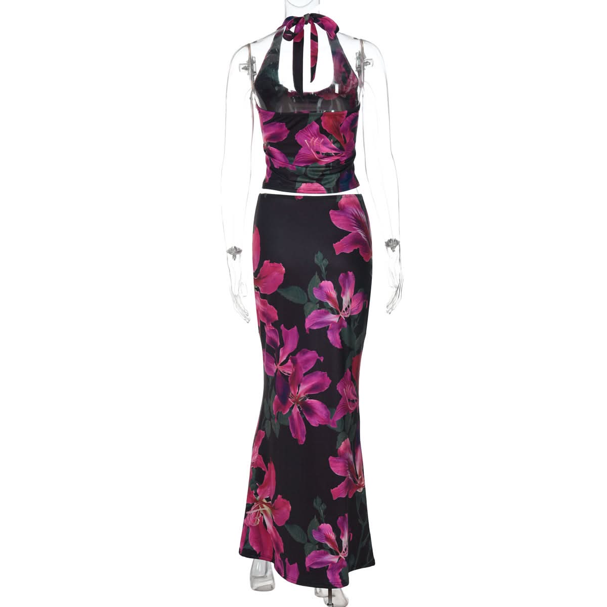 The Enchanting Orchid Halter Maxi Set - Glamorous Fall & Holiday Event Wear