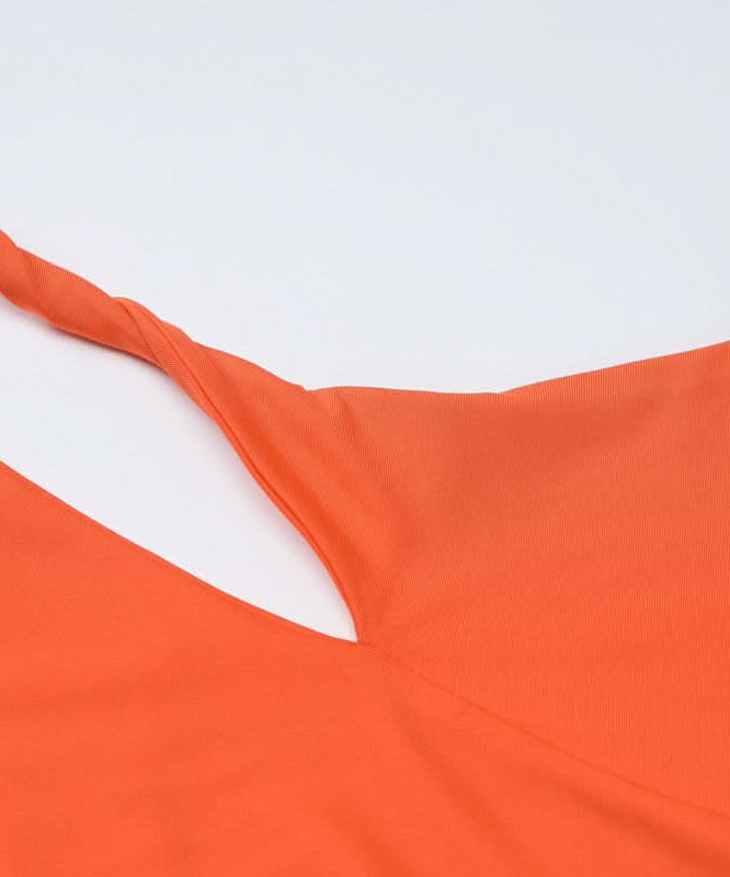 Ivory Asymmetrical Cutout Backless Maxi Gown – Elegant Ruched Waist & Brooch for Holiday & Winter Galas