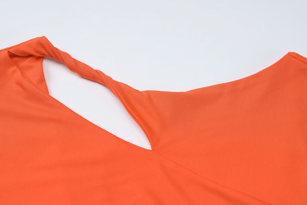 Ivory Asymmetrical Cutout Backless Maxi Gown – Elegant Ruched Waist & Brooch for Holiday & Winter Galas