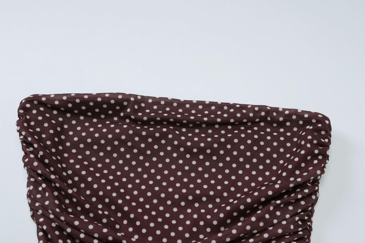 Chic Polka Dot Ruched Halter Tube Top with Multi-Way Tie – Your Go-To for Fall Nights & Y2K Style