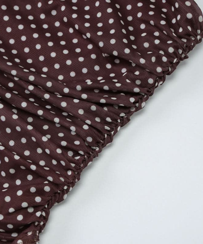 Chic Polka Dot Ruched Halter Tube Top with Multi-Way Tie – Your Go-To for Fall Nights & Y2K Style