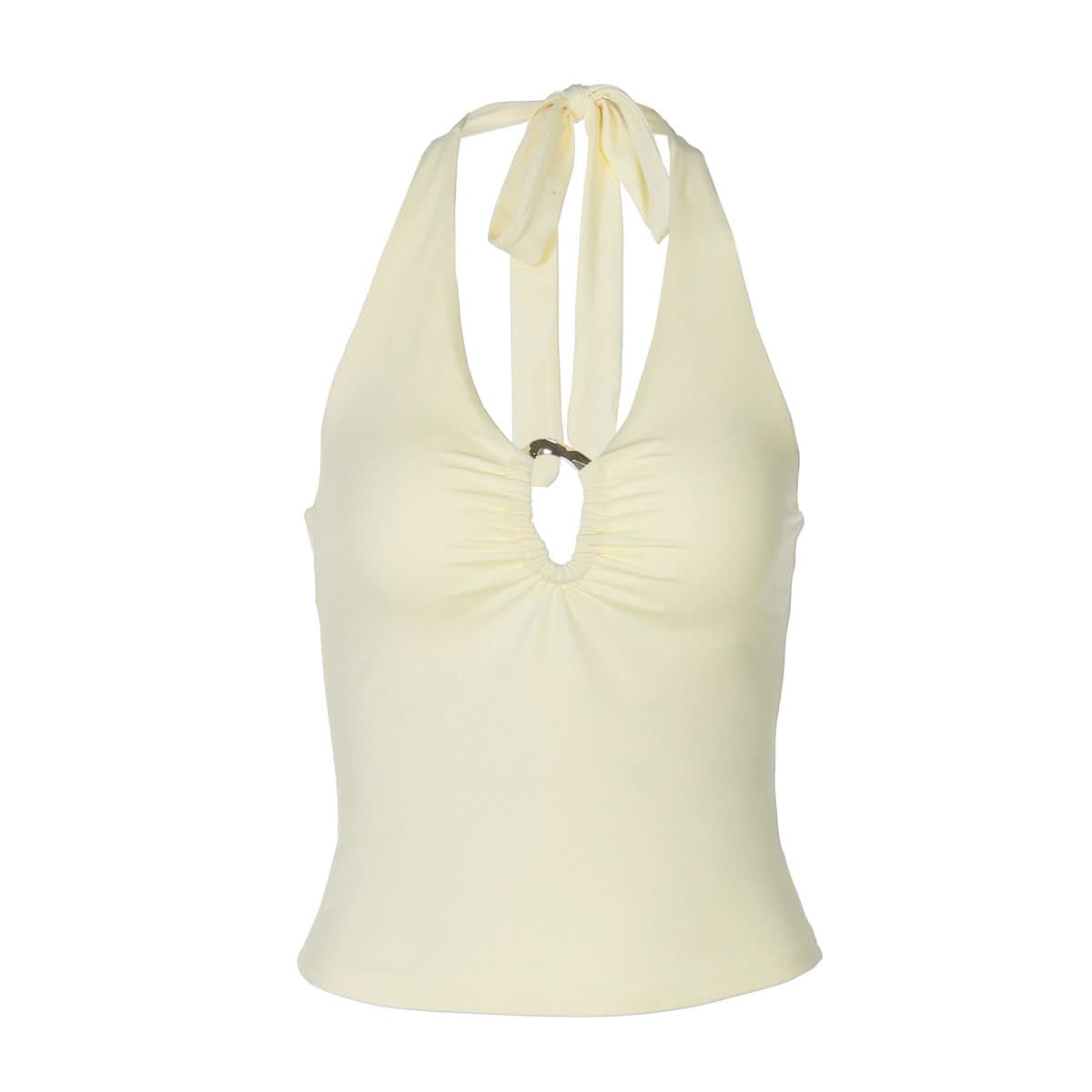 Chic Ruched Keyhole Halter Top | Self-Tie Back for Effortless Fall Style & Holiday Flair