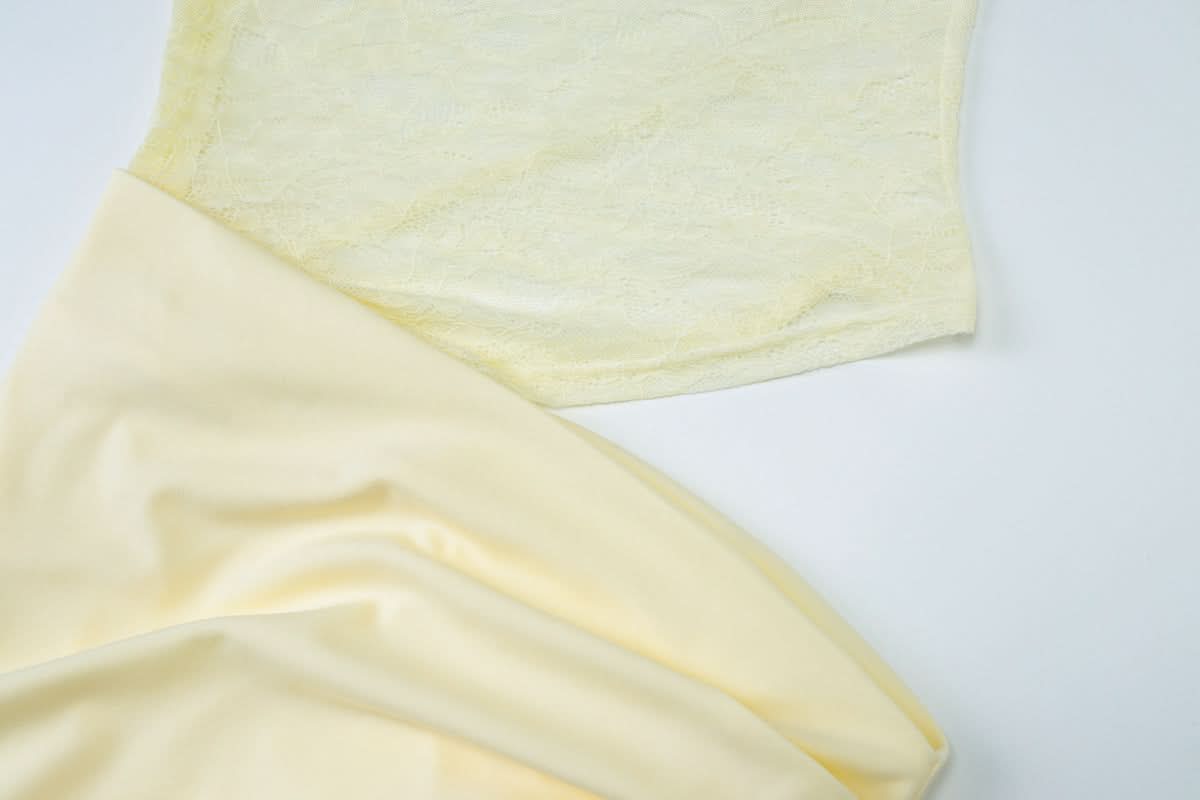 Effortless Elegance: Pale Yellow Sheer Lace Cutout Maxi Gown - Fall & Holiday Soiree Ready