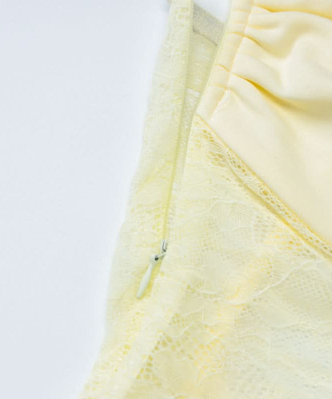 Effortless Elegance: Pale Yellow Sheer Lace Cutout Maxi Gown - Fall & Holiday Soiree Ready