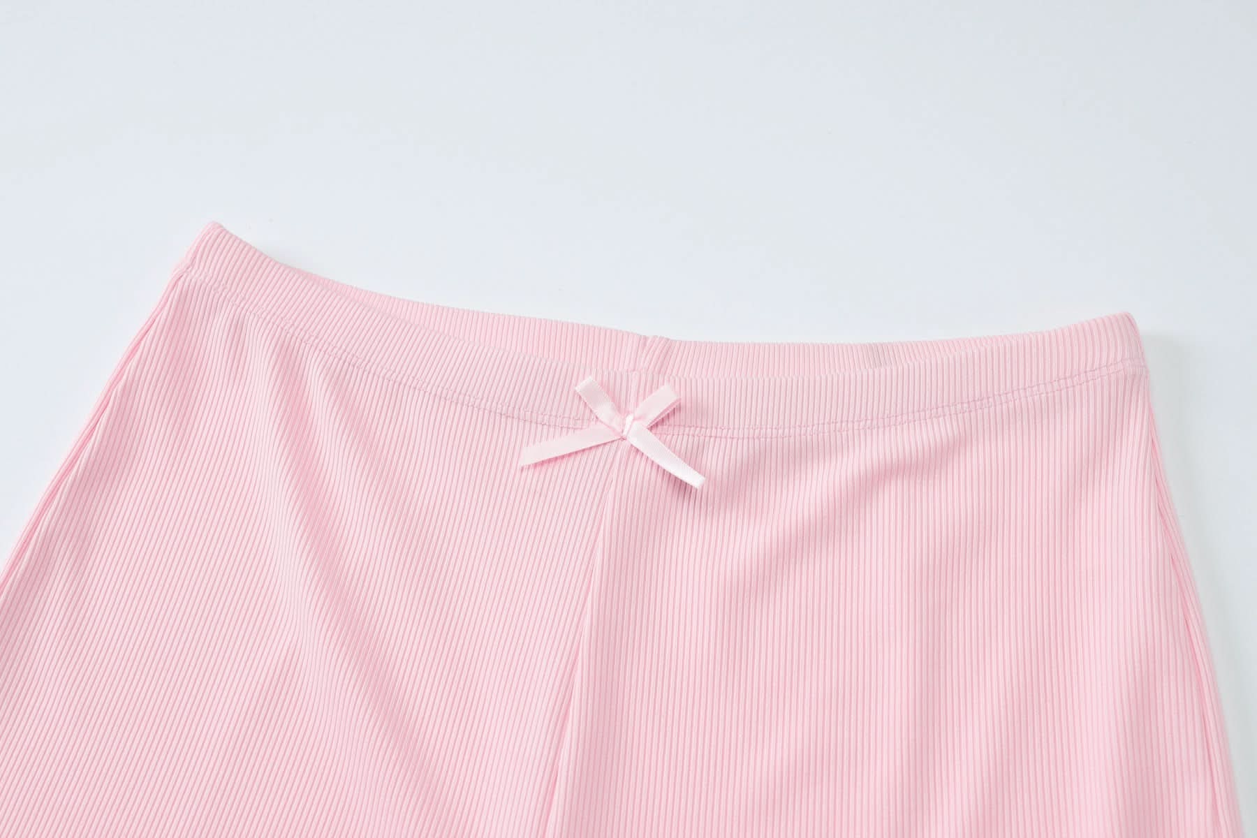 Dreamy Pink Ribbed Cami & Capri Loungewear Set | Cozy Fall Comfort with Lace & Bows
