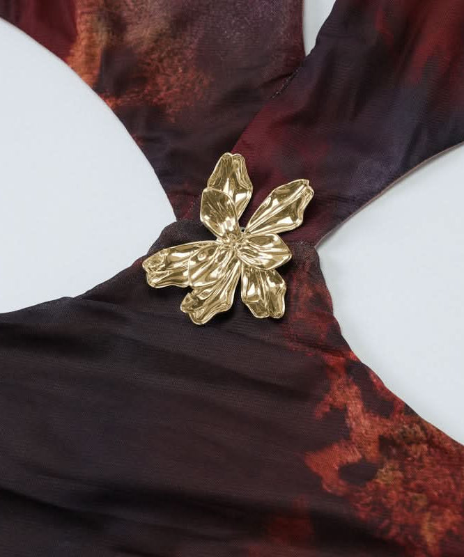 Twilight Bloom Halter Cut-Out Maxi Dress - Fall Gala & Party Ready