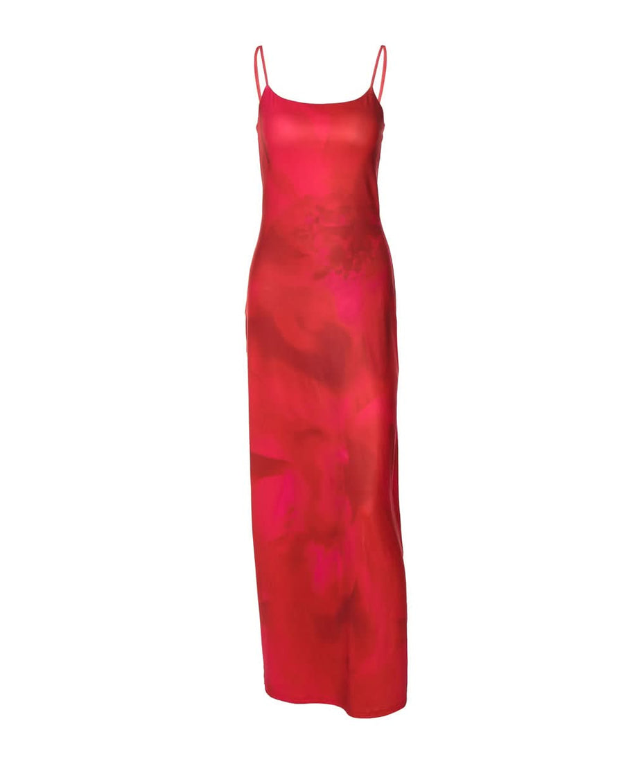 Vibrant Scarlet Bloom Slip Maxi Dress - Effortlessly Chic for Fall & Festive Occasions