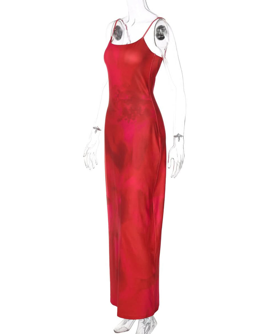 Vibrant Scarlet Bloom Slip Maxi Dress - Effortlessly Chic for Fall & Festive Occasions