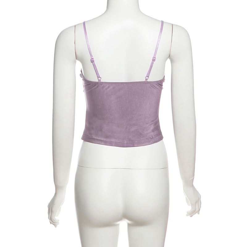 Luxe Lavender Ruched Cami Top - Velvet-Soft V-Neck for Fall & Holiday Glam