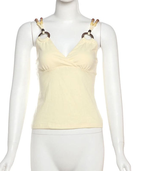 Chic Beaded O-Ring V-Neck Cami Top - Effortless Fall Layering Essential