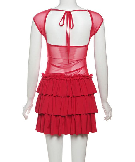Scarlet Siren Ruched Ruffle Mini Dress - Backless & Tiered for Fall Parties & Holiday Sparkle