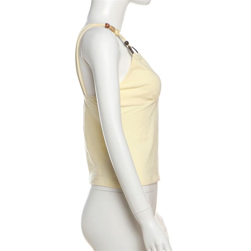 Chic Beaded O-Ring V-Neck Cami Top - Effortless Fall Layering Essential