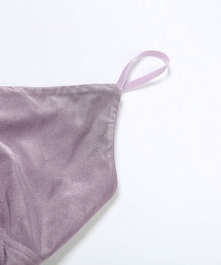 Luxe Lavender Ruched Cami Top - Velvet-Soft V-Neck for Fall & Holiday Glam