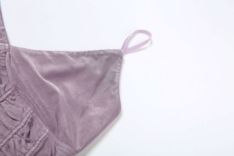 Luxe Lavender Ruched Cami Top - Velvet-Soft V-Neck for Fall & Holiday Glam