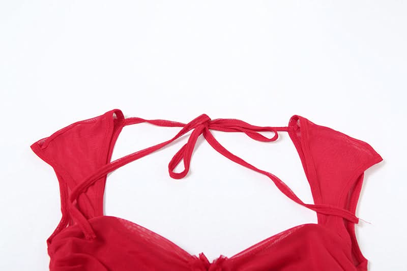 Scarlet Siren Ruched Ruffle Mini Dress - Backless & Tiered for Fall Parties & Holiday Sparkle