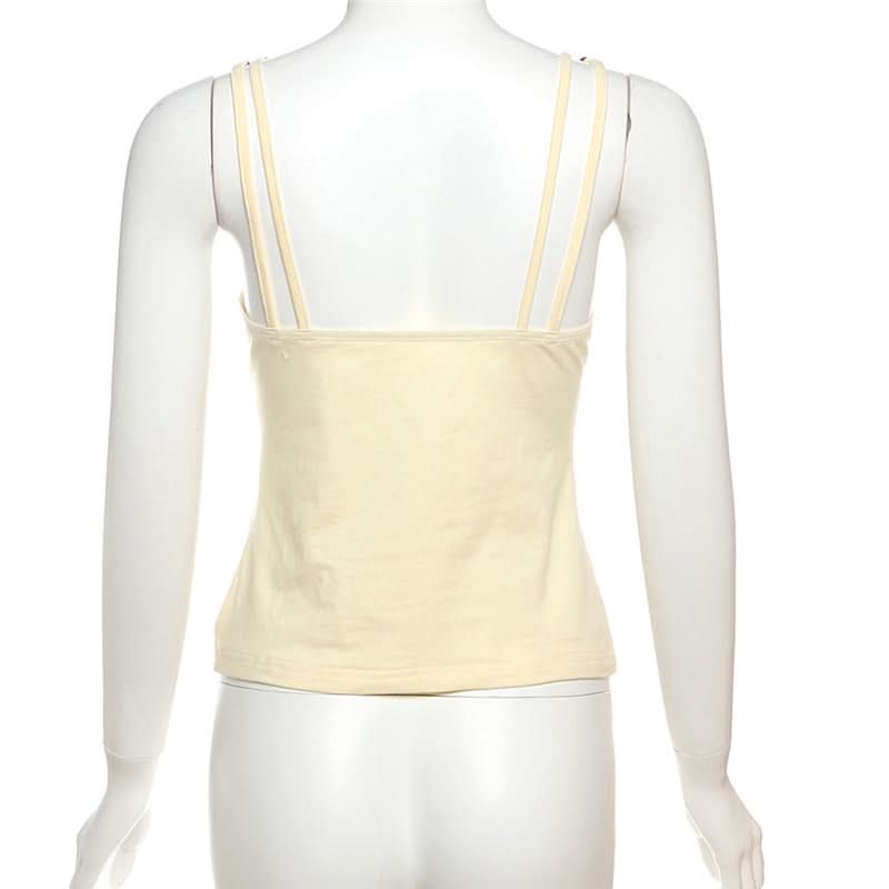 Chic Beaded O-Ring V-Neck Cami Top - Effortless Fall Layering Essential