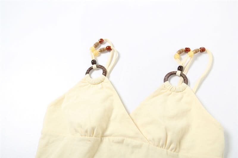 Chic Beaded O-Ring V-Neck Cami Top - Effortless Fall Layering Essential