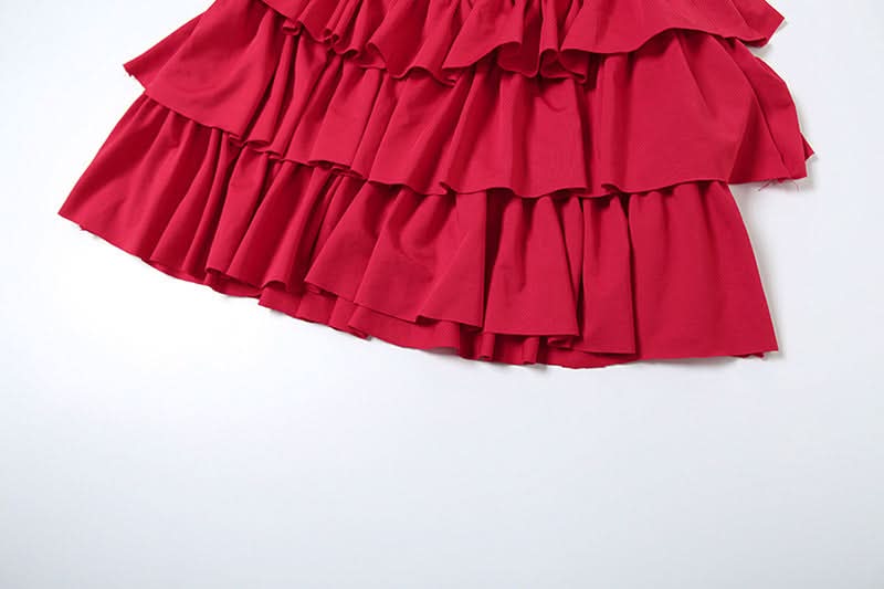 Scarlet Siren Ruched Ruffle Mini Dress - Backless & Tiered for Fall Parties & Holiday Sparkle