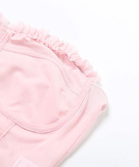 Chic Black Mesh Sweetheart Corset Top - Edgy Strapless Ruffle Bandeau for Fall Nights & Halloween Parties