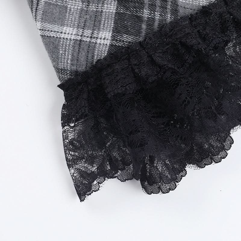 Rebel Plaid Corset Mini Dress - Gothic Grunge Alt Fashion for Fall & Halloween