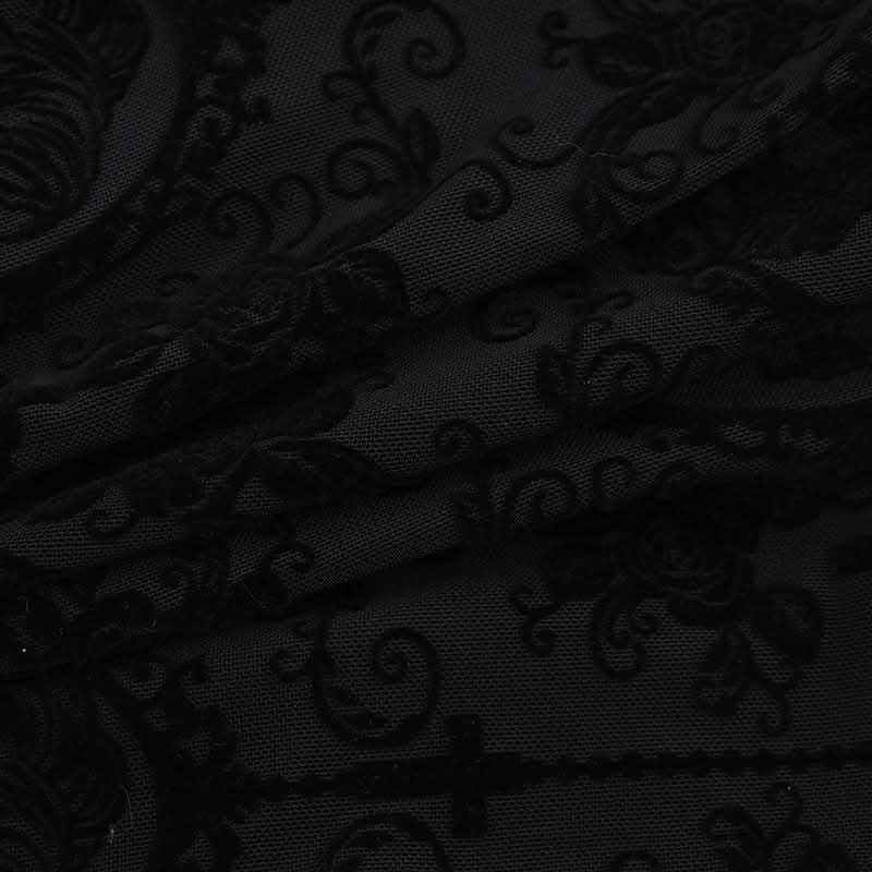 Gothic Black Lace Flare Pants: High-Waisted Bell Bottoms with Lace-Up Detail for Halloween & Fall Festivals