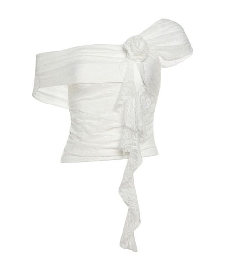 Enchanted Autumn Dream: Fairycore Lace Off-Shoulder Top & Asymmetrical Skirt Set