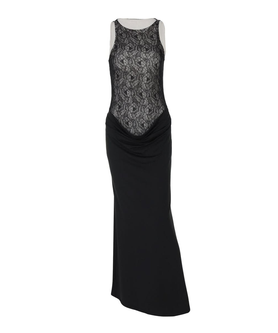 Sophisticated Black Lace Illusion Maxi Dress - Your Go-To for Fall & Holiday Galas