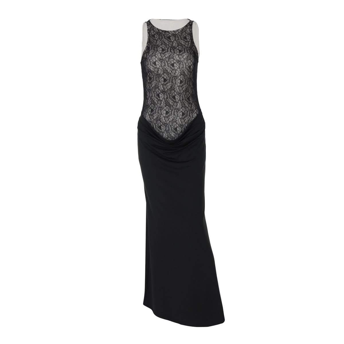 Sophisticated Black Lace Illusion Maxi Dress - Your Go-To for Fall & Holiday Galas