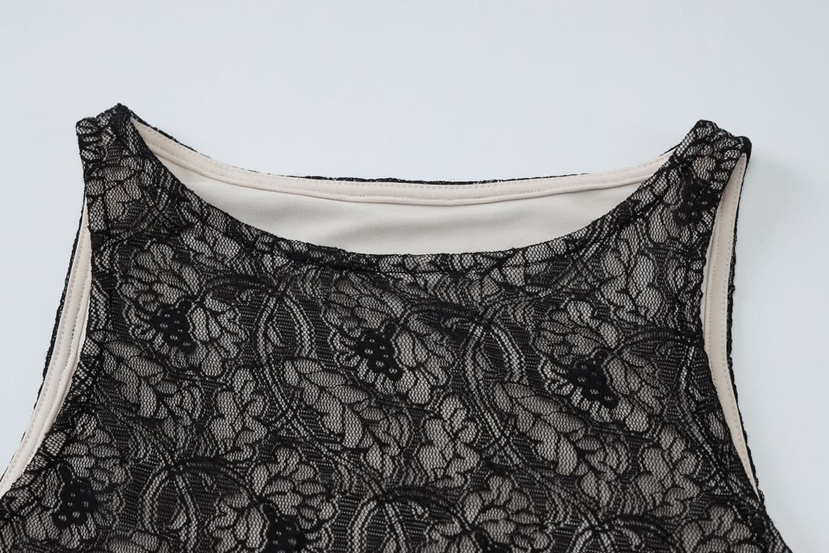 Sophisticated Black Lace Illusion Maxi Dress - Your Go-To for Fall & Holiday Galas