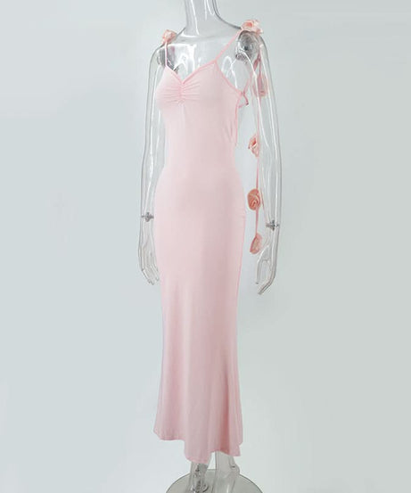 Chic Winter White Ruched Maxi Dress with Romantic Side Bow Ties - Your Go-To for Holiday Events & Special Occasions