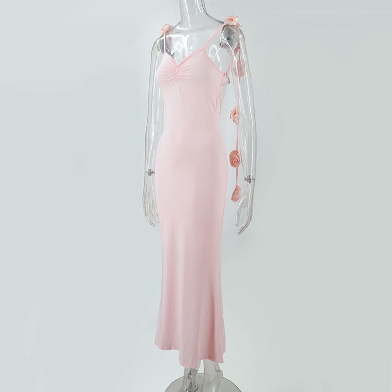 Chic Winter White Ruched Maxi Dress with Romantic Side Bow Ties - Your Go-To for Holiday Events & Special Occasions