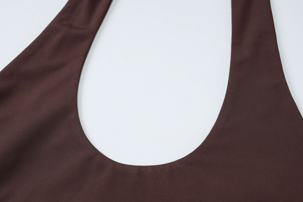 Chic Chocolate Halter Tie-Neck Top with Keyhole & Ring Detail – Fall Nights Out