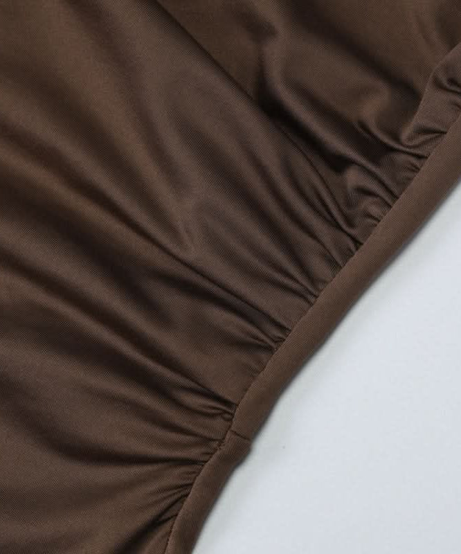 Sculpted & Chic: The Ruched High-Slit Mock Neck Midi Dress - Your Fall & Holiday Essential