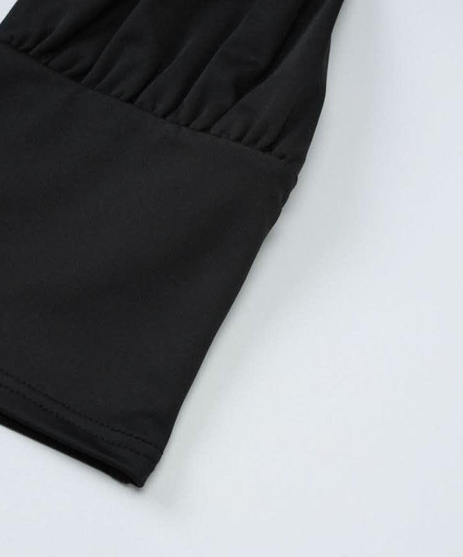 Slinky Black Halter Plunge Crop Top & Maxi Skirt Set - Fall & Holiday Ready