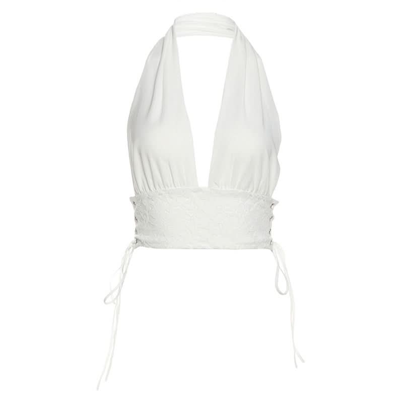 Sultry Black Lace Halter Crop Top – Your Perfect Pick for Fall Nights & Party Season