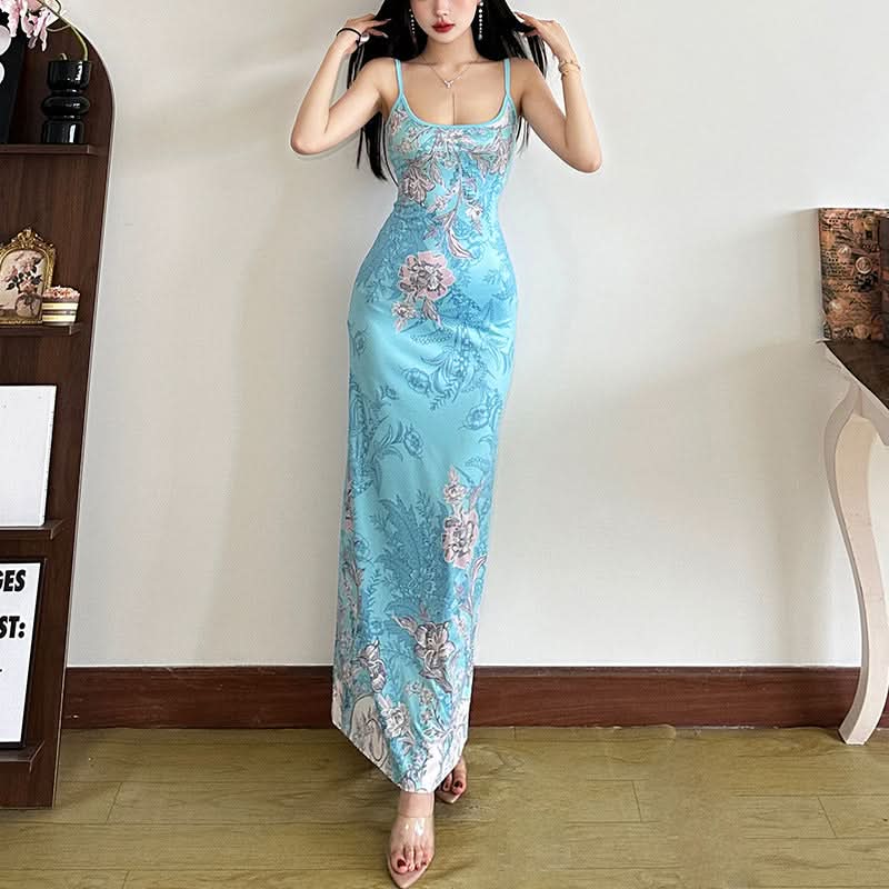 Effortless Chic Sky Blue Floral Maxi Dress - Your Dreamy Fall Getaway Essential